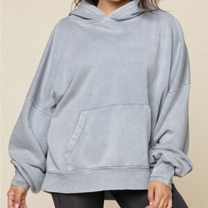 Popflex Boxy Boyfriend Hoodie- Vintage Blue Mist